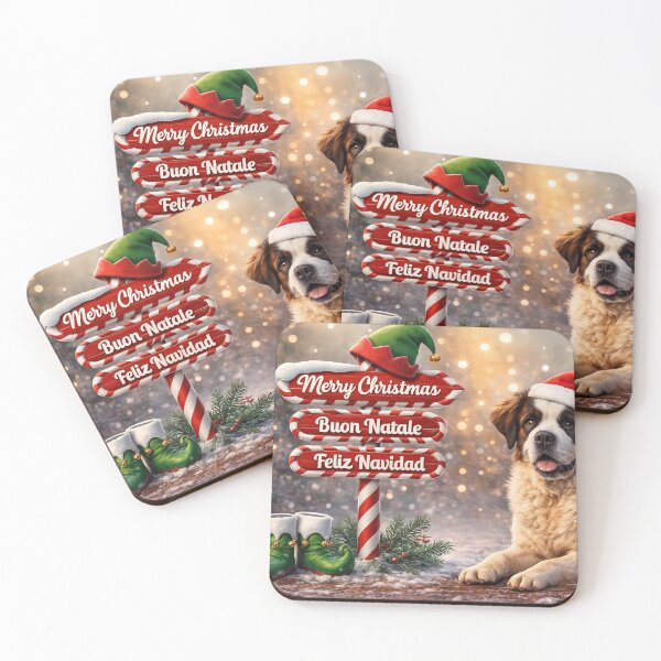 Item preview, Cute Saint Bernard Christmas Sign Art designed and sold by GivingJoy.