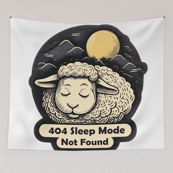 Item preview, Sleeping Sheep — 404 Sleep Mode Not Found - Funny Design designed and sold by SleekLineSketches.