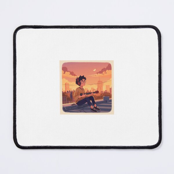 Item preview, Lofi Musician Rooftop Sunset - Cozy Chill Guitar Vibe designed and sold by Raju2018.