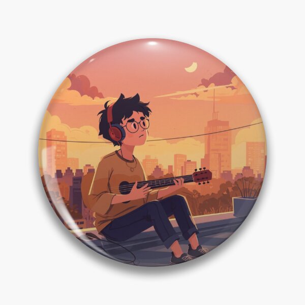 Item preview, Lofi Musician Rooftop Sunset - Cozy Chill Guitar Vibe designed and sold by Raju2018.