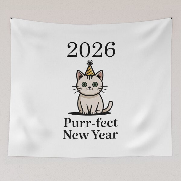 Item preview, Purr-fect New Year 2026 Party Cat designed and sold by MonkiFlipp.