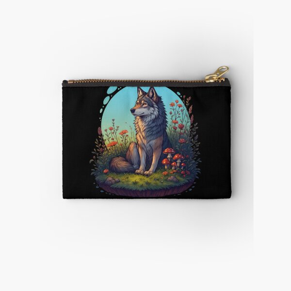 Item preview, Wolf in Enchanted Wildflower Meadow Illustration designed and sold by Karolina’s Cozy Creations.