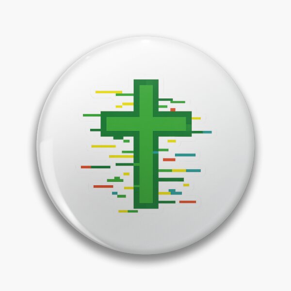 Artikelvorschau, Grünes Pixelkreuz – Retro-Aufkleber für christlichen Glauben entworfen und verkauft von astersgraphics.
