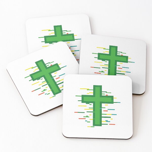 Item preview, Pixel Green Cross – Retro Christian Faith Sticker designed and sold by astersgraphics.