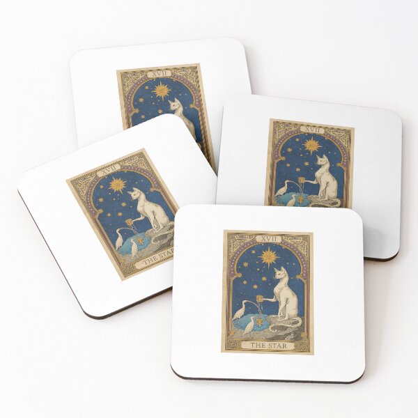 Item preview, The Star Tarot Card Medieval Cat Art designed and sold by PictorialWhimsy.