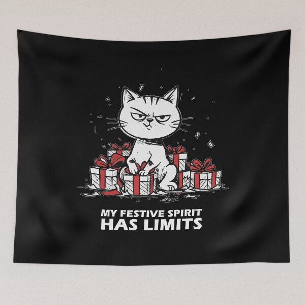 Item preview, ​My Festive Spirit Has Limits T-Shirt | Grumpy Cat Sarcastic Christmas designed and sold by SylwiaPrint.