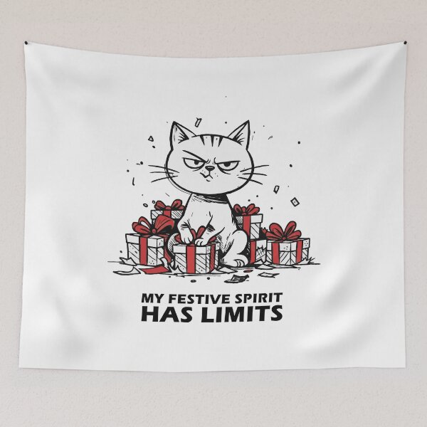 Item preview, My Festive Spirit Has Limits T-Shirt | Grumpy Cat Sarcastic Christmas designed and sold by SylwiaPrint.