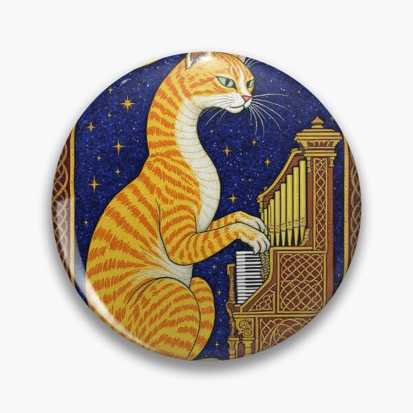 Artikelvorschau, Orangefarbene getigerte Katze spielt Orgel – Mittelalterliche Kunst entworfen und verkauft von PictorialWhimsy.