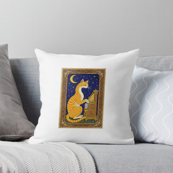 Artikelvorschau, Orangefarbene getigerte Katze spielt Orgel – Mittelalterliche Kunst entworfen und verkauft von PictorialWhimsy.