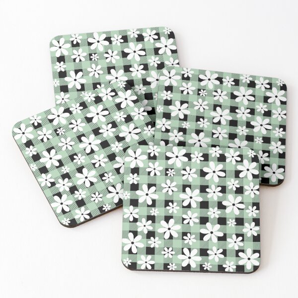 Item preview, Pastel Mint Green Buffalo Plaid Flower Seamless Pattern designed and sold by FlameBornDesigns.