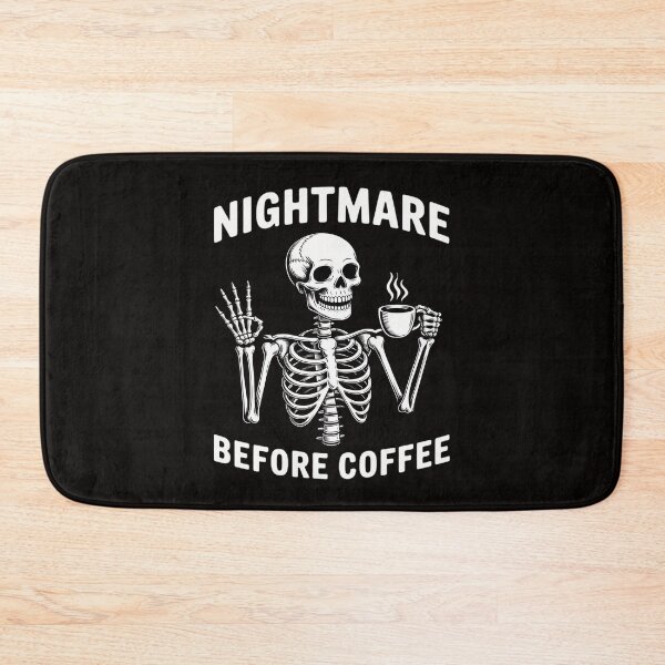 Item preview, Nightmare Before Coffee Halloween Skeleton Drinking Coffee designed and sold by BubblePancake.