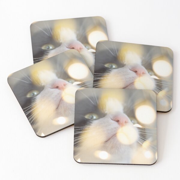 Item preview, Dreaming Cat in Fairy Lights designed and sold by BlackGoldenCats.