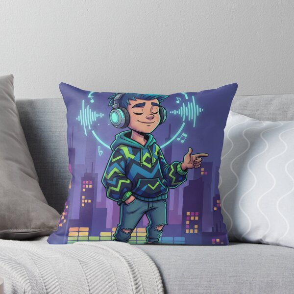 Item preview, Skater Boy Listening to Music | Neon City Beat | Urban Streetwear Art designed and sold by Raju2018.