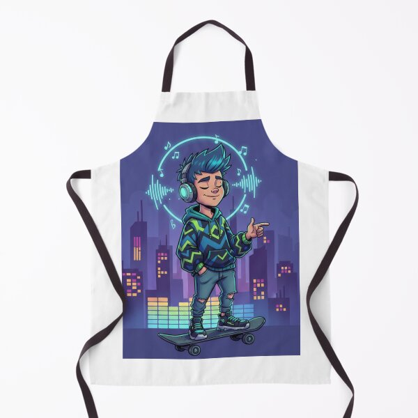 Item preview, Skater Boy Listening to Music | Neon City Beat | Urban Streetwear Art designed and sold by Raju2018.