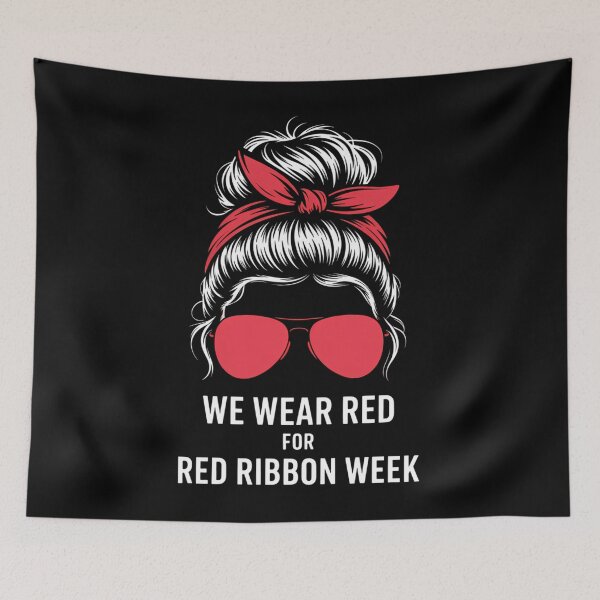 Item preview, Messy Bun We Wear Red Ribbon Week Live Drug Free designed and sold by papertaless.