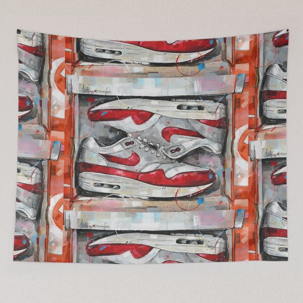 Item preview, AirMax1 OG red in shoebox painting designed and sold by GalleryKauffeld.
