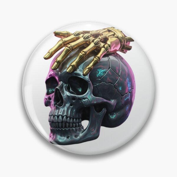 Item preview, Metallic Skull with Golden Robotic Hand designed and sold by newvisionart191.