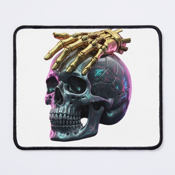 Item preview, Metallic Skull with Golden Robotic Hand designed and sold by newvisionart191.