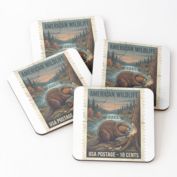 Item preview, Vintage Beaver Stamp Retro Wildlife Art designed and sold by EverBranz-stor.