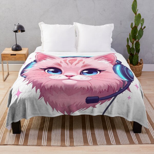 Item preview, Kawaii Pink Gamer Cat with RGB Headset designed and sold by SoulenCify.