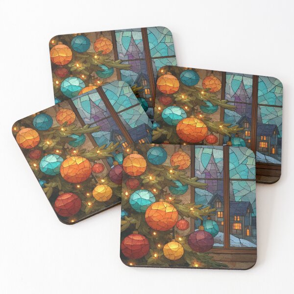 Item preview, Stained Glass Christmas Tree Ornaments Evening Mosaic Pattern designed and sold by GrinGalore.