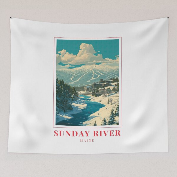 Item preview, Sunday River Maine Winter Mountain Illustration designed and sold by MapMyMiles.
