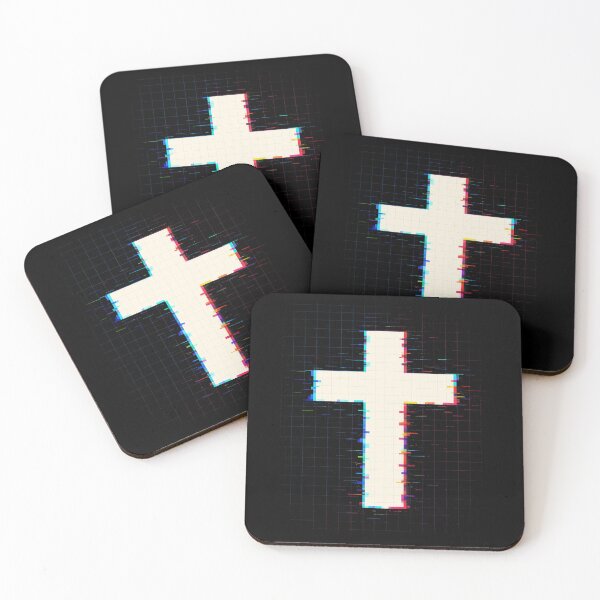 Item preview, Glitch Cross Christian Sticker – Digital Faith Aesthetic Grid Design designed and sold by astersgraphics.