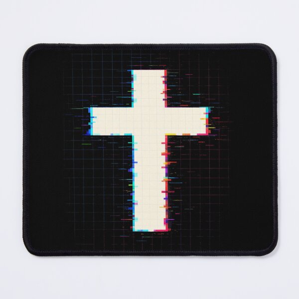 Item preview, Glitch Cross Christian Sticker – Digital Faith Aesthetic Grid Design designed and sold by astersgraphics.