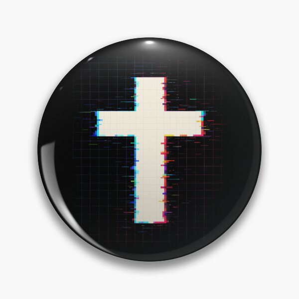 Item preview, Glitch Cross Christian Sticker – Digital Faith Aesthetic Grid Design designed and sold by astersgraphics.