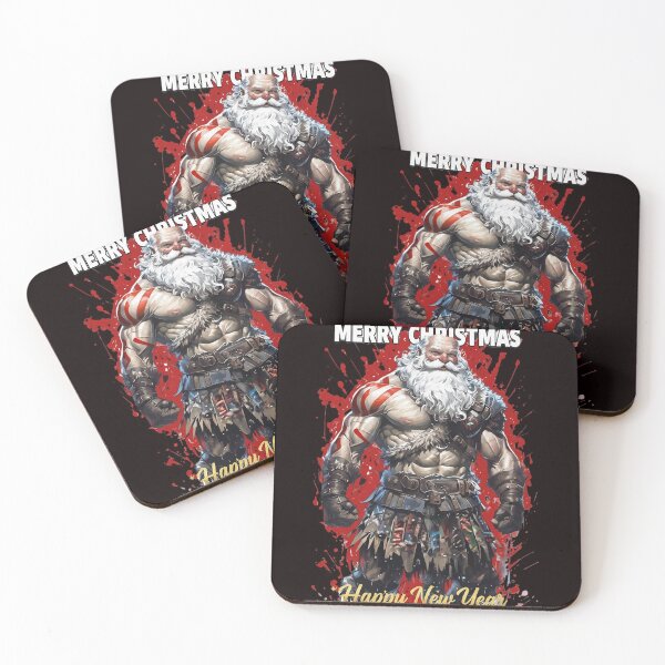 Item preview, Hyper-Muscular Warrior Santa with Splatter designed and sold by newvisionart191.