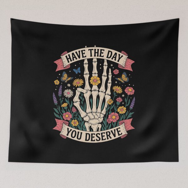 Item preview, Floral Skeleton Peace Hand Sign Have The Day You Deserve  designed and sold by RoyTill0Art.