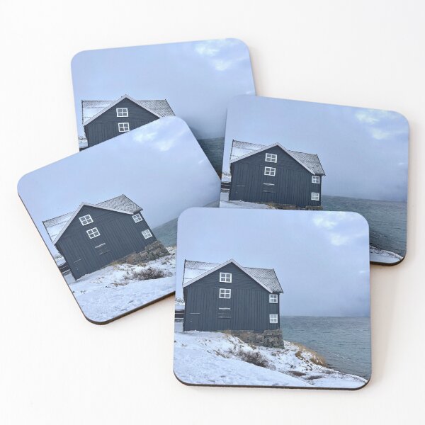 Item preview, Hotel next to Djupvatnet lake Norway snowy landscape  designed and sold by ashandbubu.