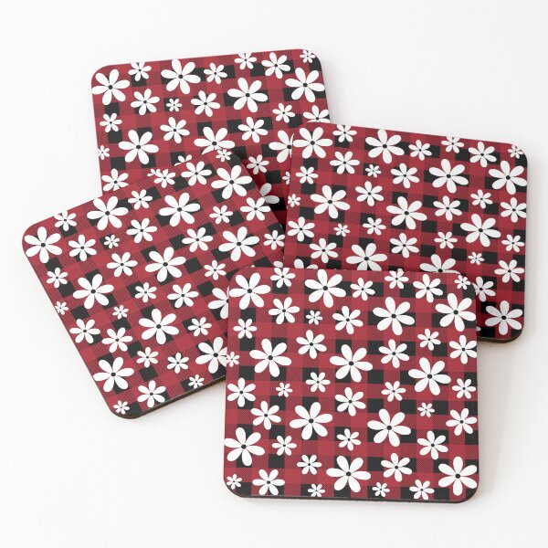 Item preview, Ruby Red Buffalo Plaid Flower Seamless Pattern designed and sold by FlameBornDesigns.