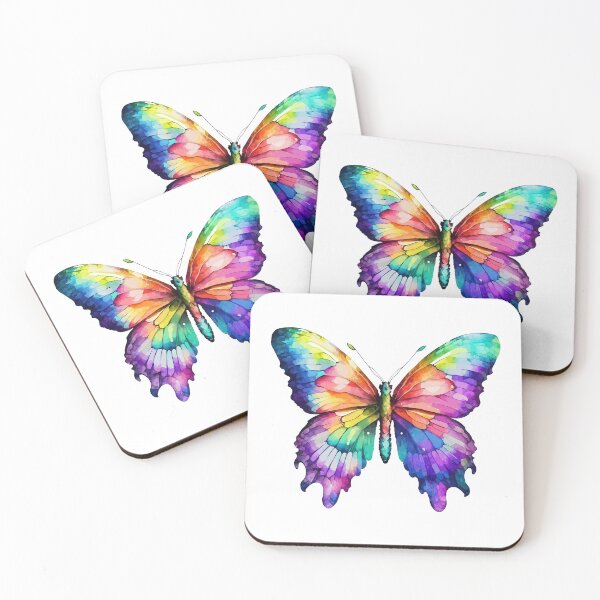Item preview, Rainbow Butterfly Watercolor Colorful Butterfly Art T-Shirt Sticker designed and sold by Like it.