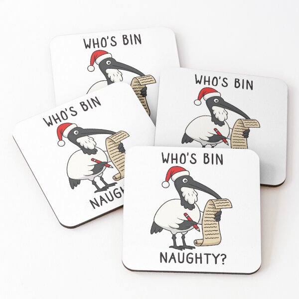 Item preview, Christmas Bin Chicken - Australian Bin Chicken Christmas themed ibis with quote "Who's bin naughty?" featuring an Aussie ibis bird designed and sold by messy-nessie.