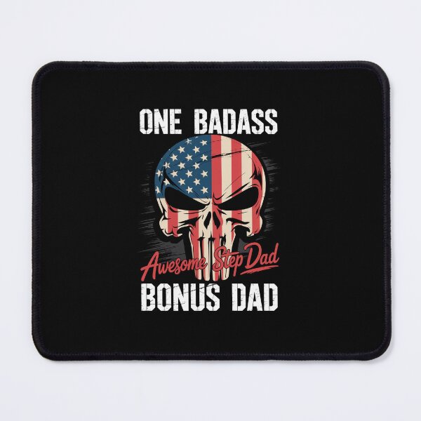 Item preview, One Badass Bonus Step Dad Skull American Flag Fathers Day designed and sold by johnertullio.