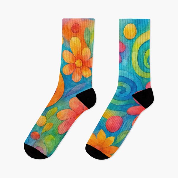 Item preview, Spirals, blossoms, spheres in a radiant watercolor composition designed and sold by Sigtrix.