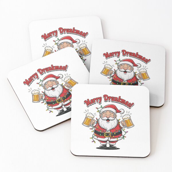 Item preview, Merry Drunkmas! T-Shirt: Goofy Santa Holding Two Overflowing Beer Mugs designed and sold by ZyxDes.