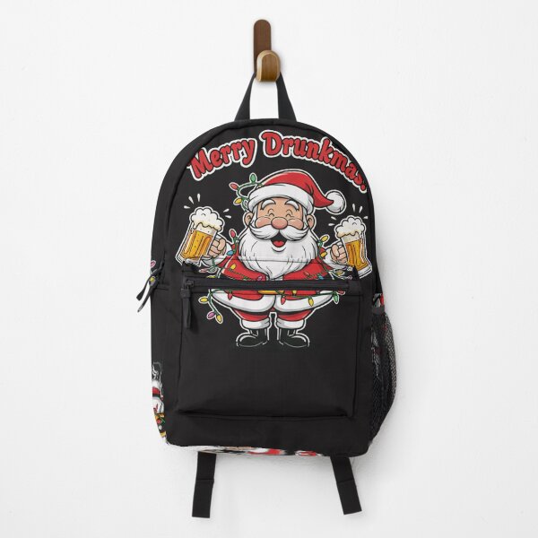 Item preview, Merry Drunkmas! T-Shirt: Goofy Santa Holding Two Overflowing Beer Mugs designed and sold by ZyxDes.