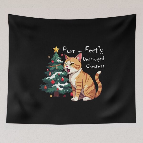 Item preview, Purr-fectly Destroyed Christmas Kitten Funny Gift designed and sold by SylwiaPrint.