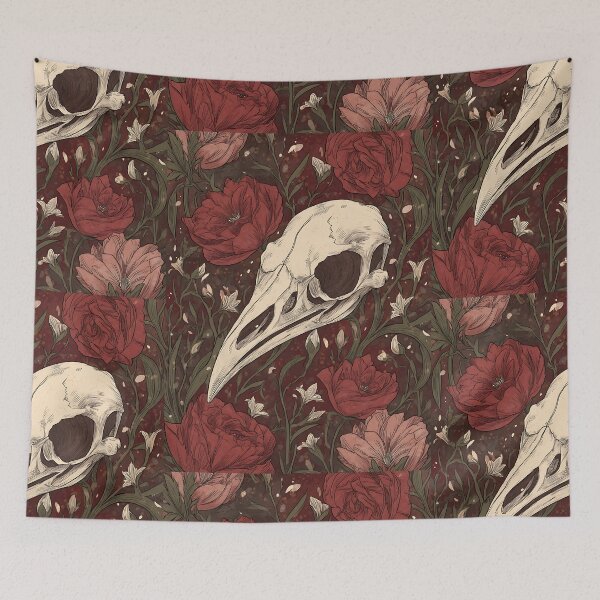 Item preview, Dark Bird Skull Floral Nature designed and sold by bapupa.