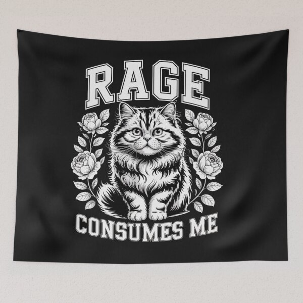 Item preview, Rage Is Consuming Me Silly Staring Cat for Tees  Women Men designed and sold by Clairenity Studio.