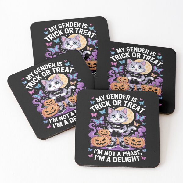 Item preview, Non-Binary Halloween Gray Cat Pronouns Not a Phase They Them designed and sold by SnackPAC.