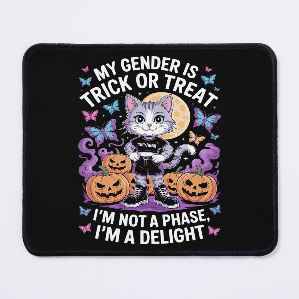Item preview, Non-Binary Halloween Gray Cat Pronouns Not a Phase They Them designed and sold by SnackPAC.