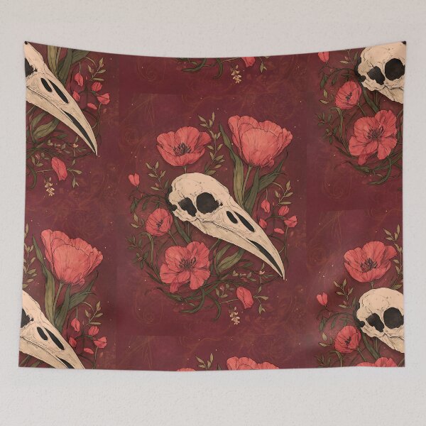 Item preview, Gothic Bird Skull Floral Flower designed and sold by bapupa.