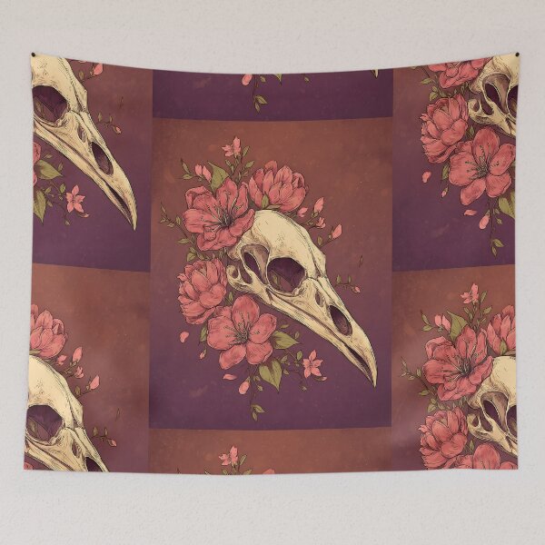 Item preview, Botanical Bird Skull Floral Art designed and sold by bapupa.