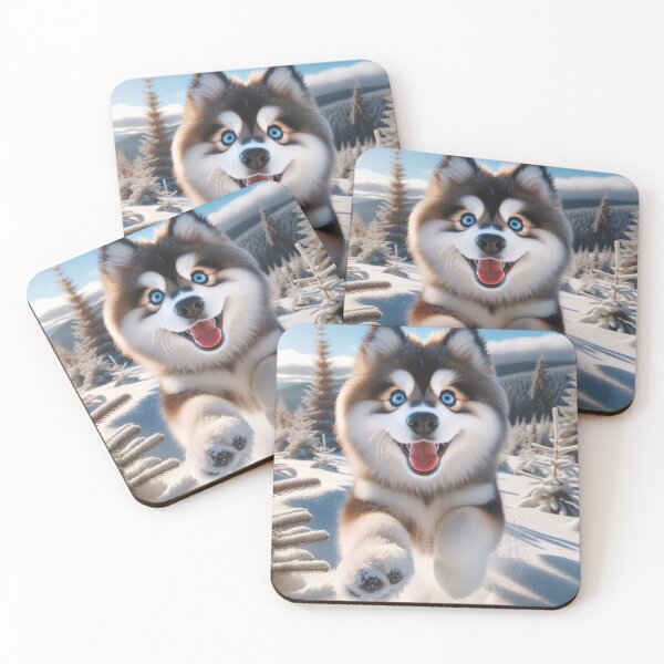 Item preview, Playful Alaskan Klee Kai Puppy in Snowy Landscape designed and sold by Wags & Tails.