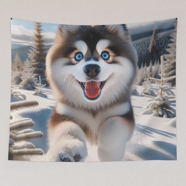 Item preview, Playful Alaskan Klee Kai Puppy in Snowy Landscape designed and sold by Wags & Tails.
