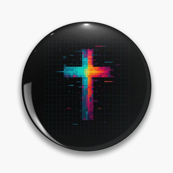 Item preview, Pixel Mosaic Cross – Colorful Digital Christian Art Sticker designed and sold by astersgraphics.