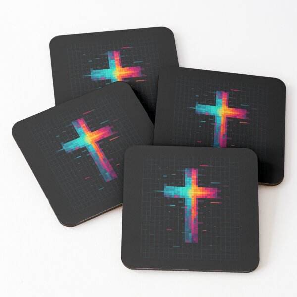 Item preview, Pixel Mosaic Cross – Colorful Digital Christian Art Sticker designed and sold by astersgraphics.